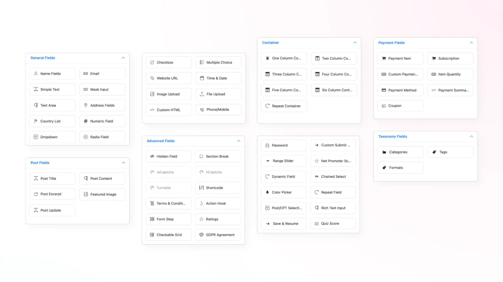 Fluent Forms input fields